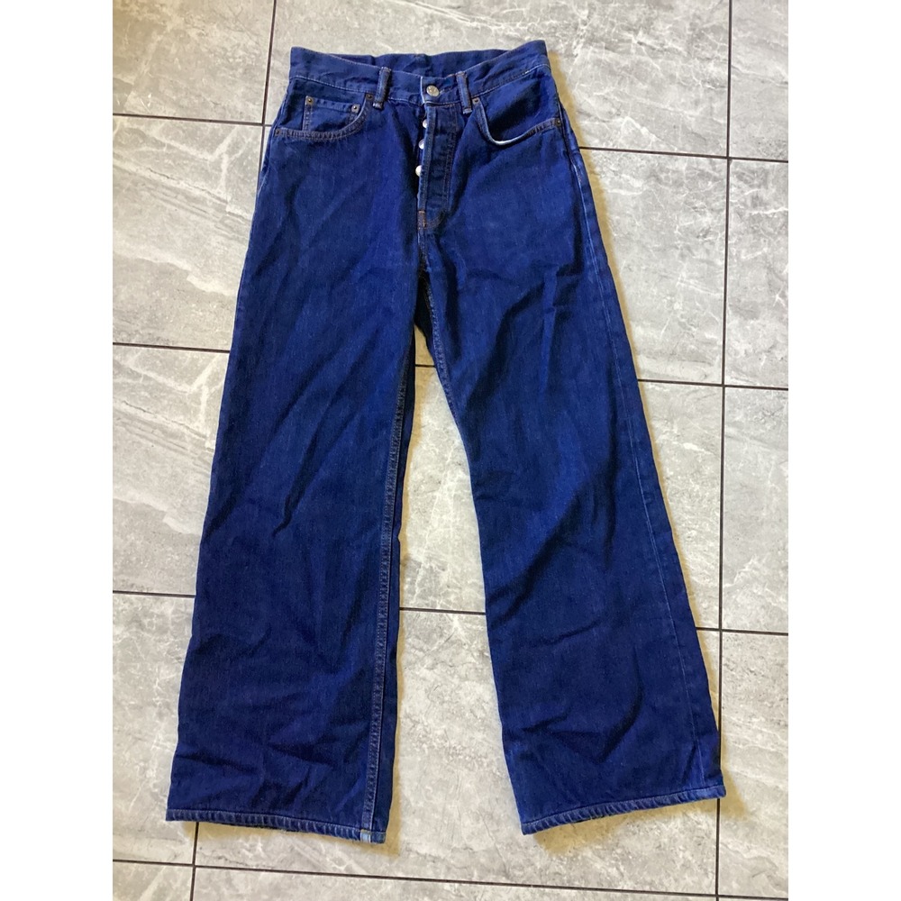 Acne Studios 2021F High Waist Wide Leg Jeans Dark Blue Indigo Cotton Size 24 32